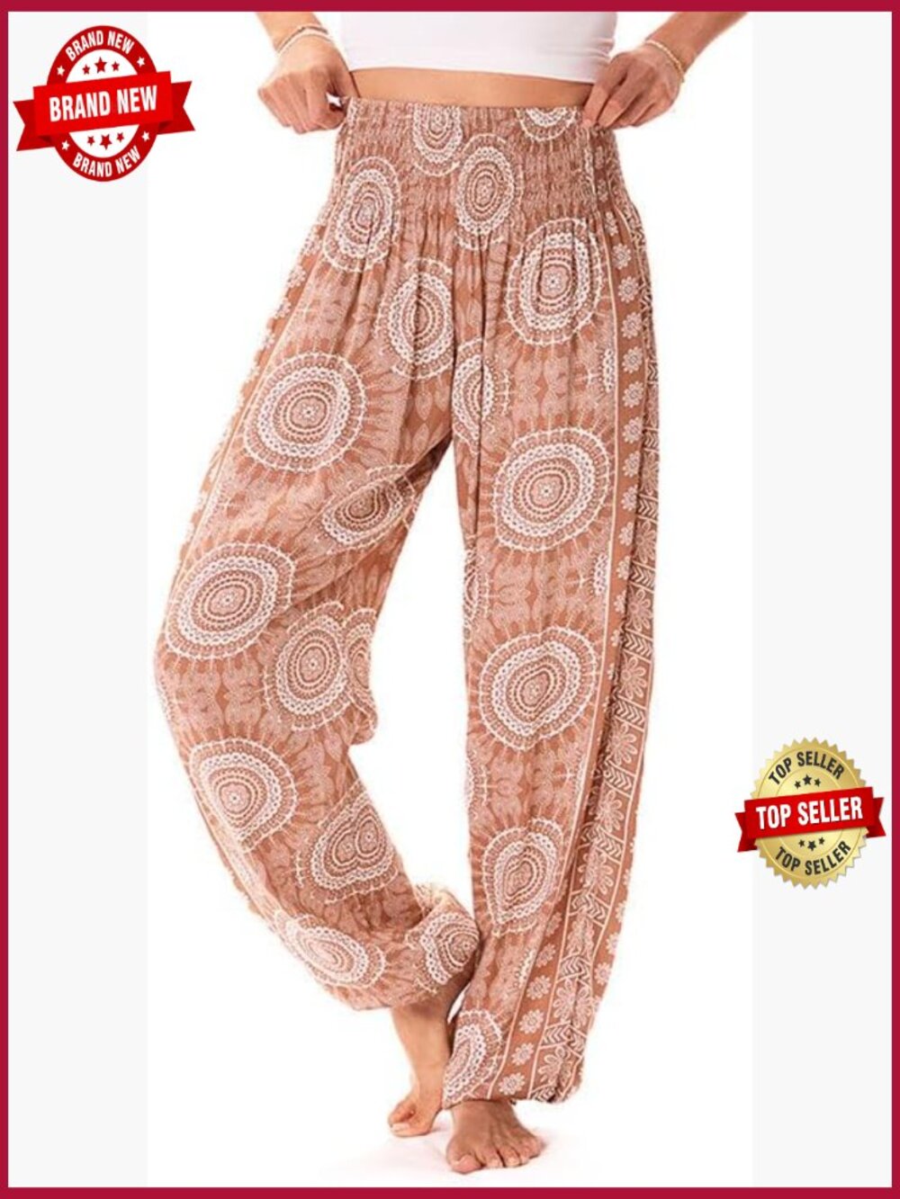 Harem Pants High Waisted Flowy Boho Yoga Lounge Pants Cotton